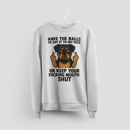 Rottweiler T-Shirt - Say It To My Face Cartoon Dog, Bold Attitude Tee