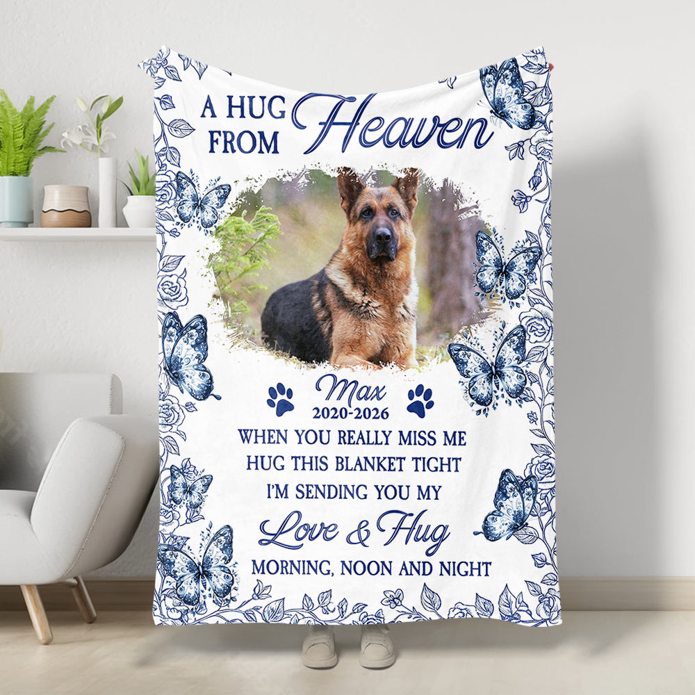A Hug From Heaven Pet Loss - Memorial Personalized Custom Blanket - Sympathy Gift