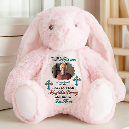 A Hug From Heaven Cross Memorial - Plush Stuffed Bunny Rabbit for Christmas