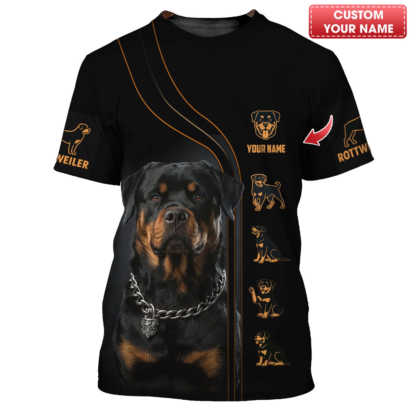 Personalized Rottweiler Portrait T Shirt Gift For Dog Lovers