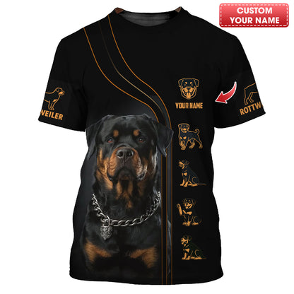 Personalized Rottweiler Portrait T Shirt Gift For Dog Lovers
