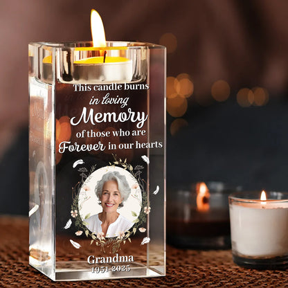 In Loving Memory - Memorial Gifts - Personalized Crystal Candle Holder