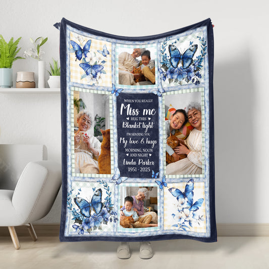 A Hug From Heaven When You Miss Me - Memorial Personalized Custom Blanket - Sympathy Gift
