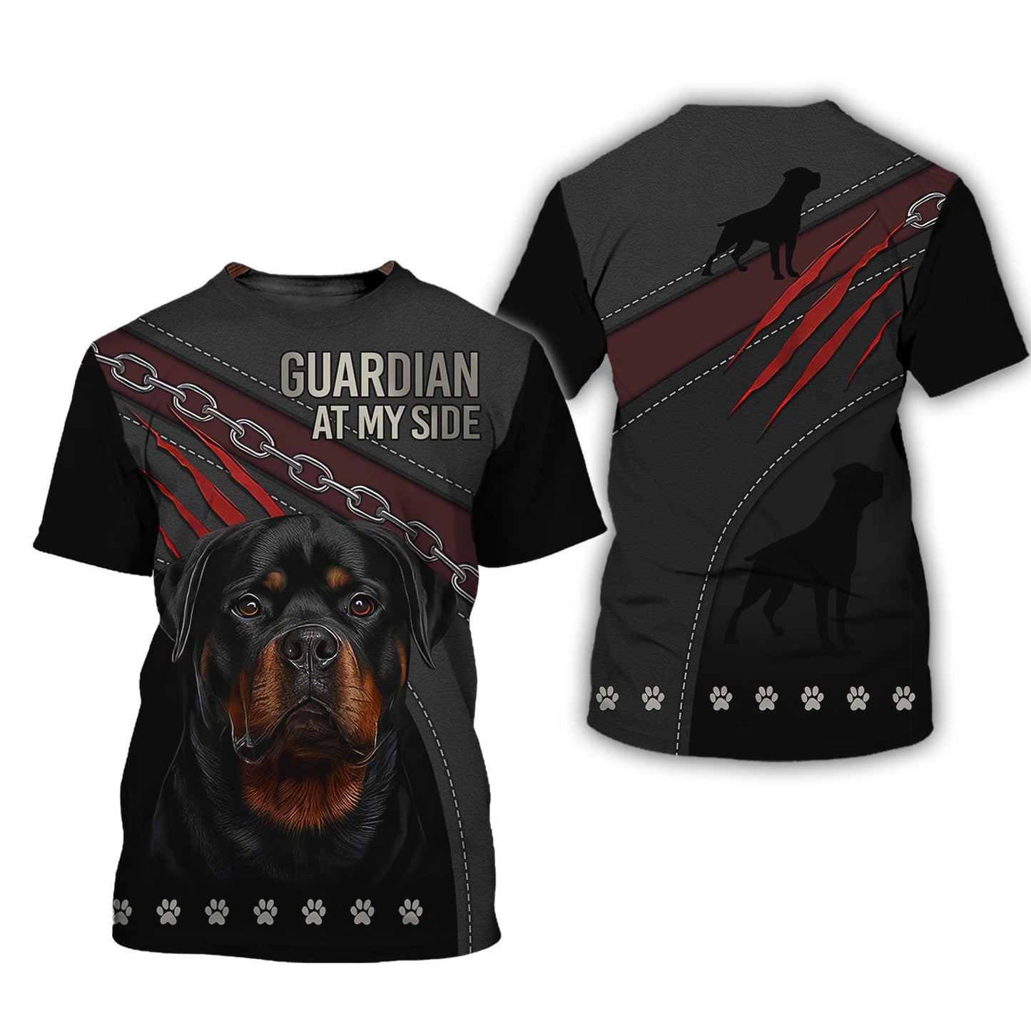 Rottweiler Guardian T-Shirt - 3D Dog Design for Loyal Protectors