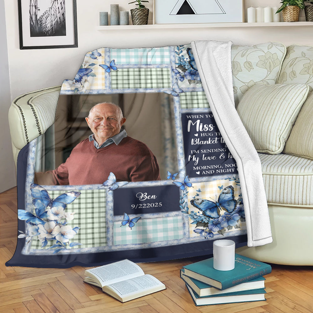 A Hug From Heaven Color - Memorial Personalized Custom Blanket - Sympathy Gift