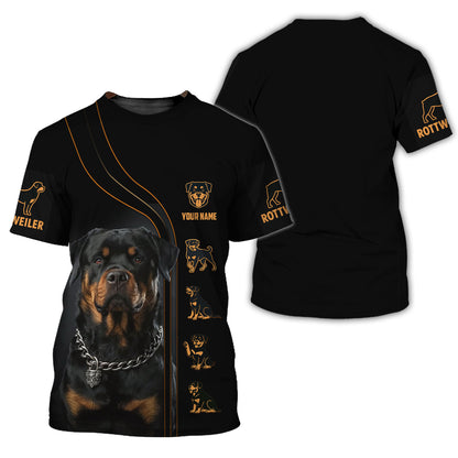 Personalized Rottweiler Portrait T Shirt Gift For Dog Lovers