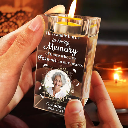 In Loving Memory - Memorial Gifts - Personalized Crystal Candle Holder