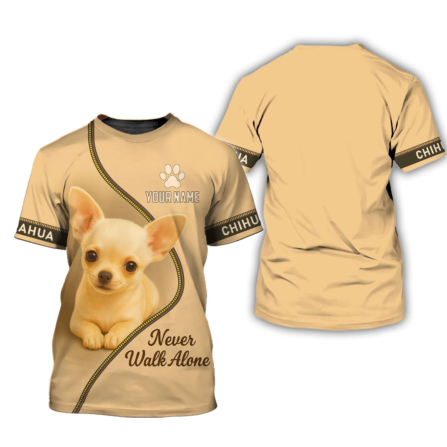 Personalized Chihuahua Shirt, Custom Name Tee with Adorable Puppy Art