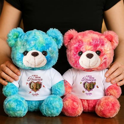 A Hug From Heaven Custom Photo Heart  - Memorial Personalized Teddy Bear