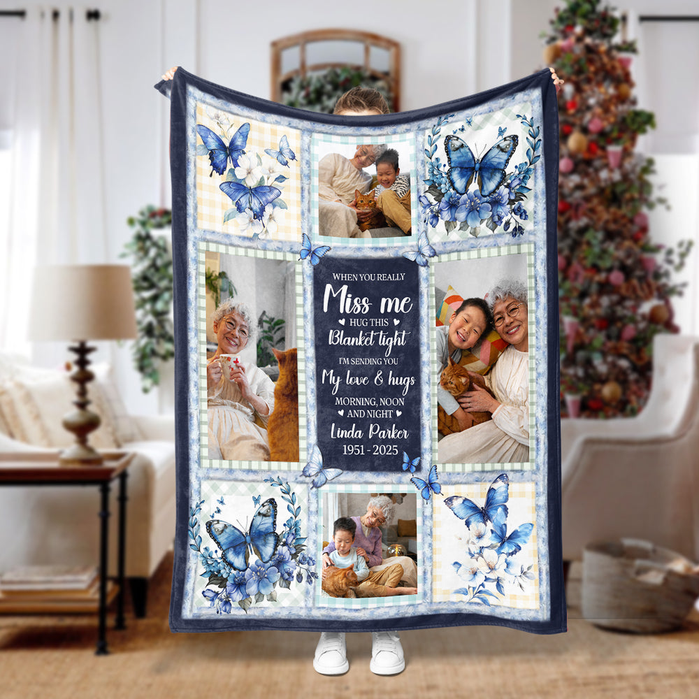 A Hug From Heaven When You Miss Me - Memorial Personalized Custom Blanket - Sympathy Gift