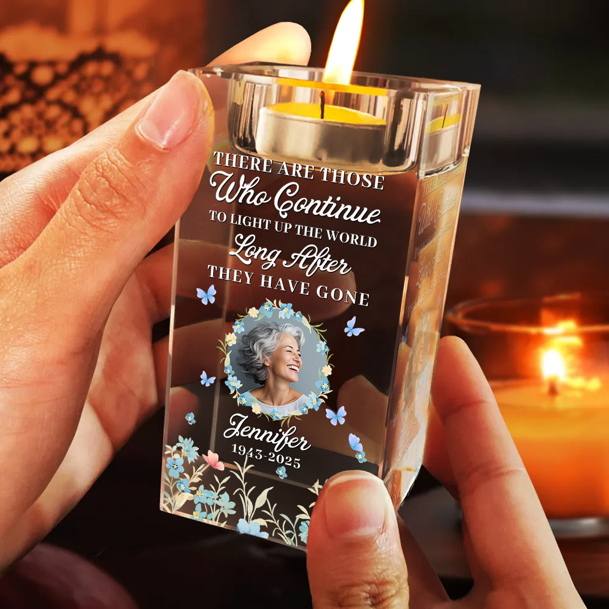 Your Light Will Always Shine - Memorial Gifts - Personalized Crystal Candle Holder
