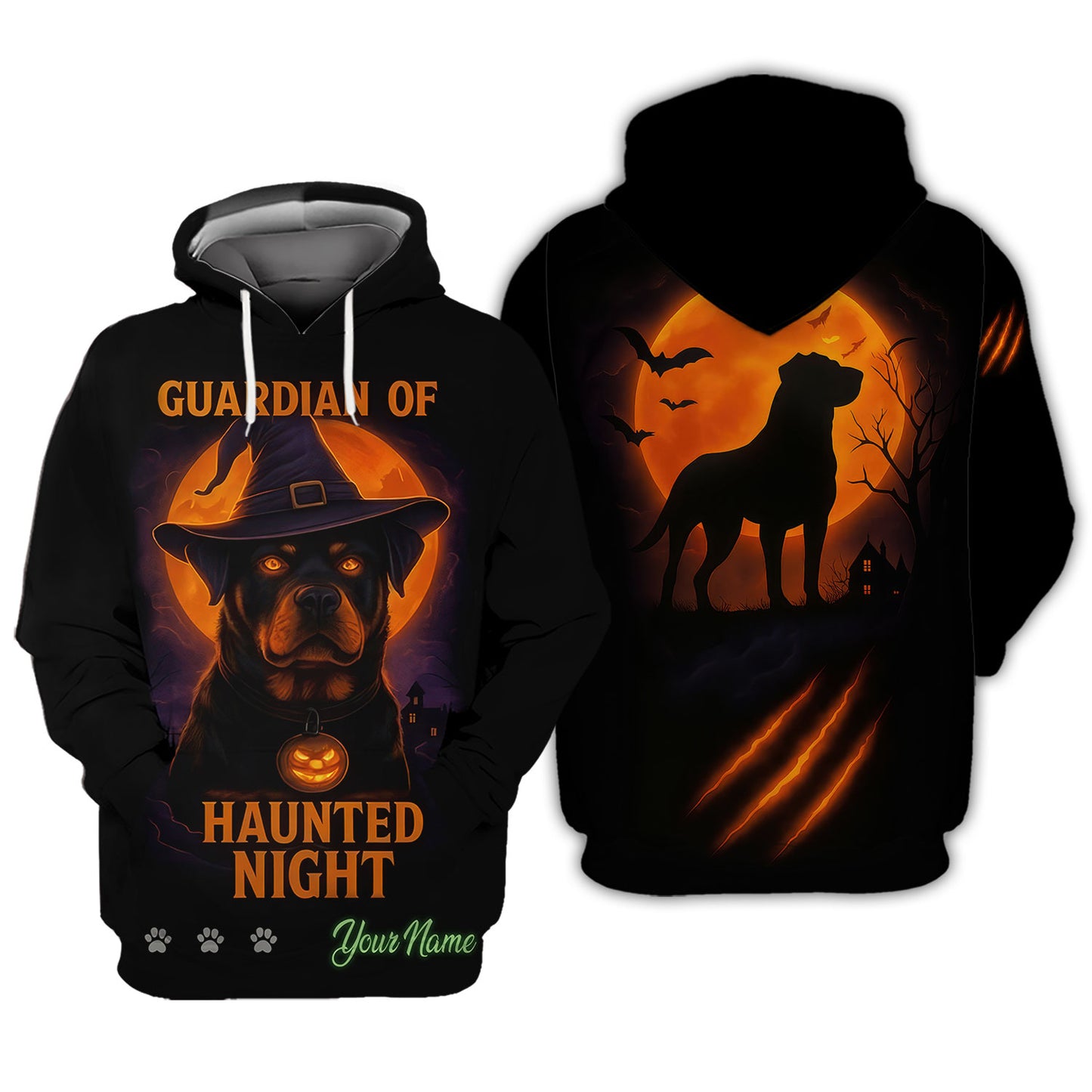 Personalized Rottweiler Halloween T-Shirt - Guardian of Haunted Night