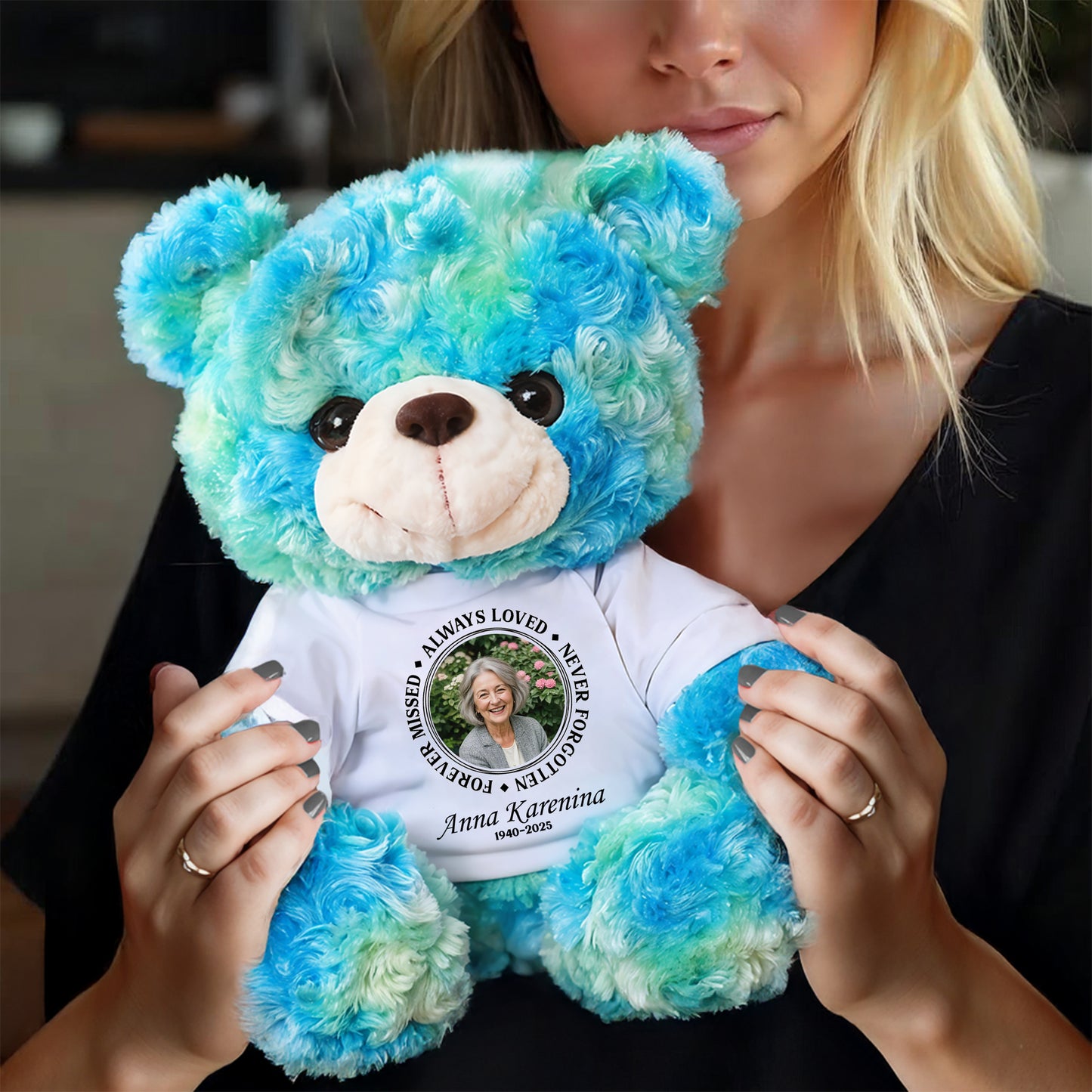 Always Loved Never Forgotten Custom Photo  - Memorial Personalized Teddy Bear