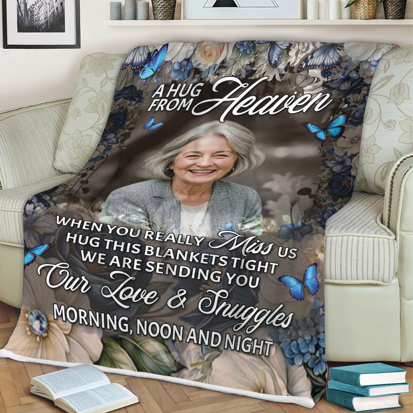 A Hug From Heaven Our Love - Memorial Personalized Custom Blanket - Sympathy Gift