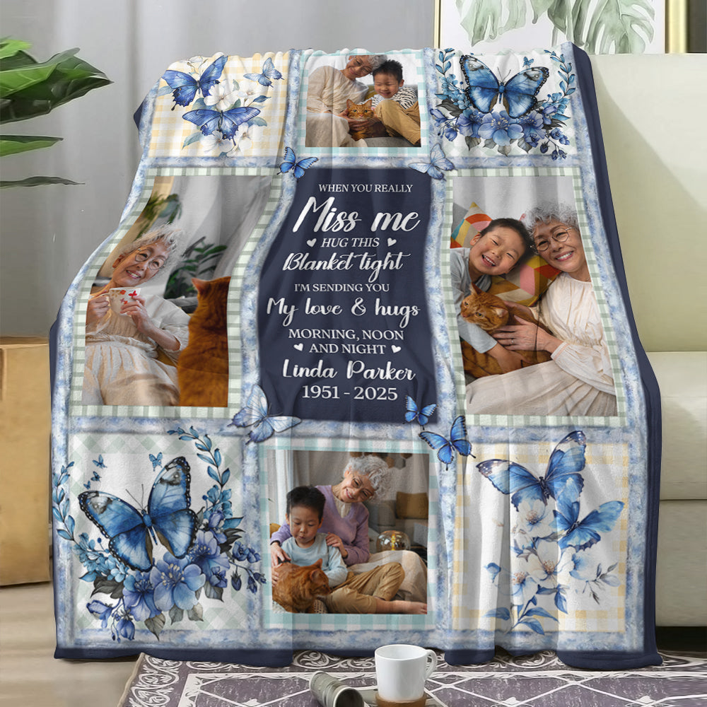 A Hug From Heaven When You Miss Me - Memorial Personalized Custom Blanket - Sympathy Gift