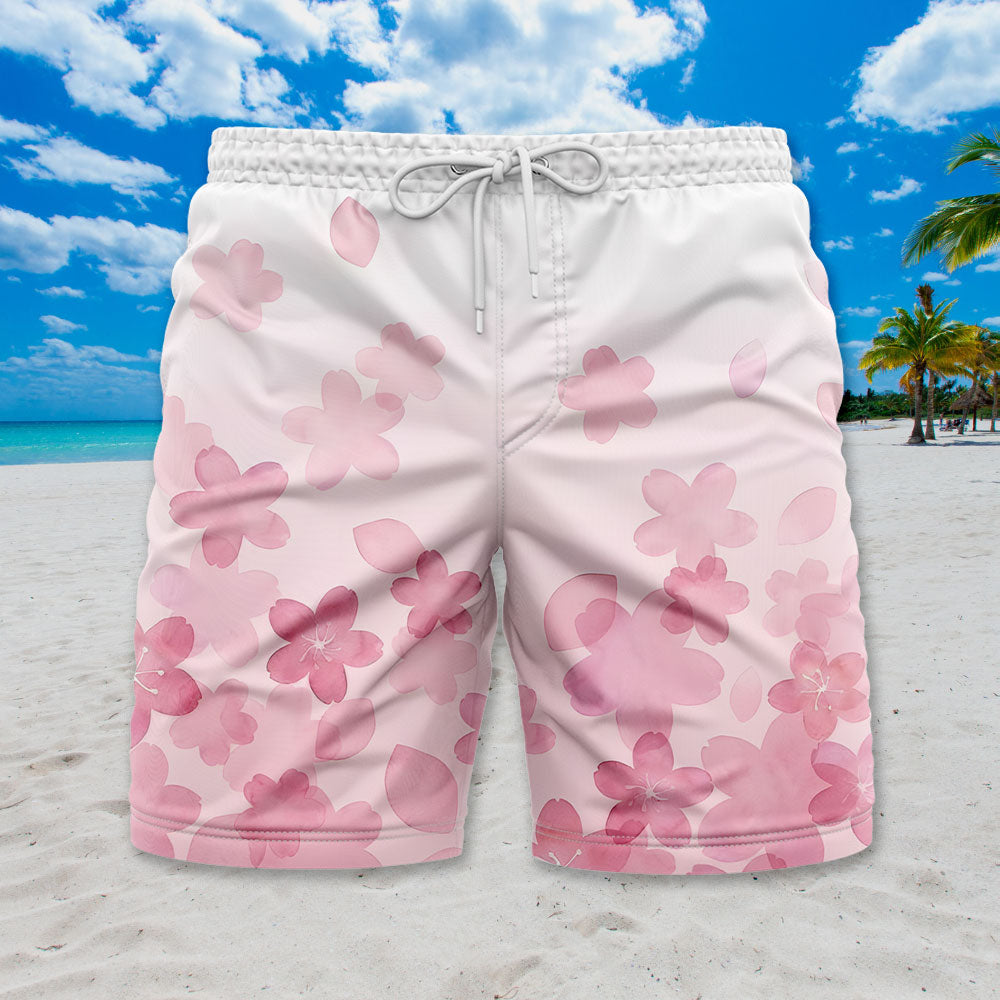 Sakura Hawaiian Shirt - Unisex White & Pink Gradient Shirt with Cherry Blossom Design