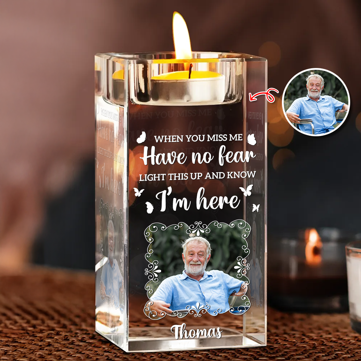 Light This Up - Personalized Crystal Candle Holder