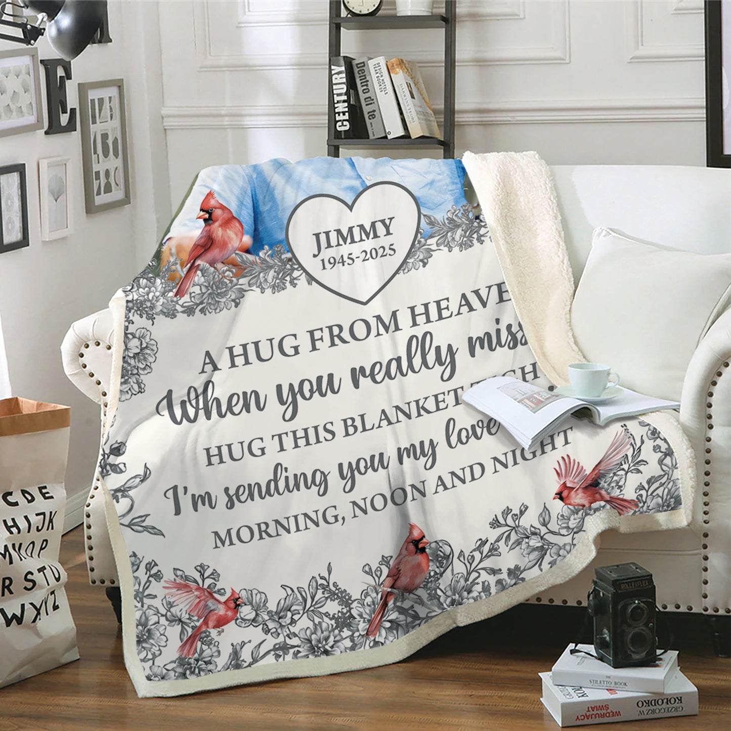 A Hug From Heaven Flowers - Memorial Personalized Custom Blanket - Sympathy Gift