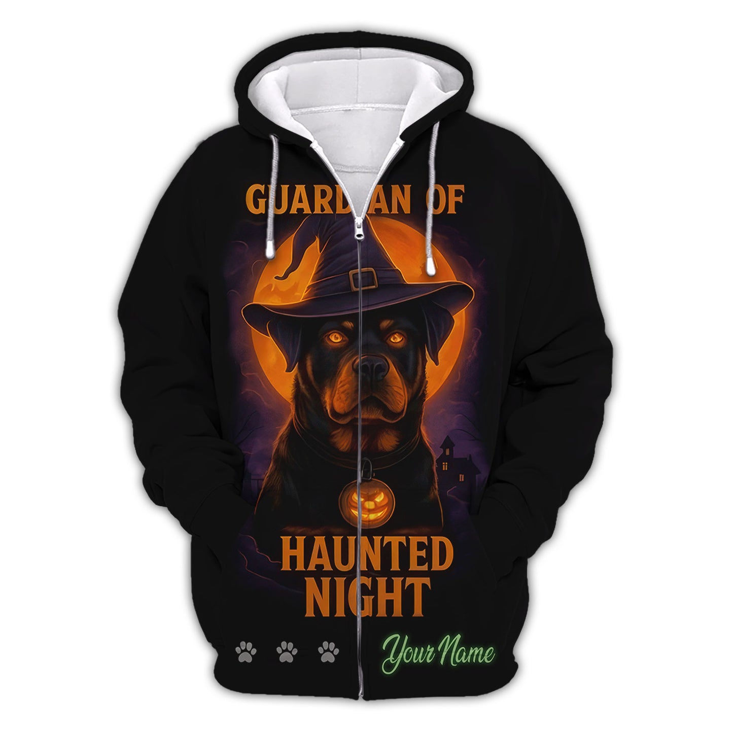 Personalized Rottweiler Halloween T-Shirt - Guardian of Haunted Night