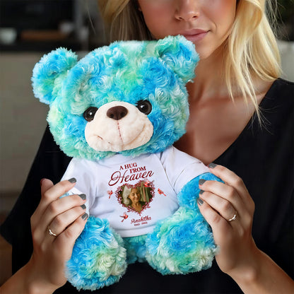 A Hug From Heaven Custom Photo Heart  - Memorial Personalized Teddy Bear