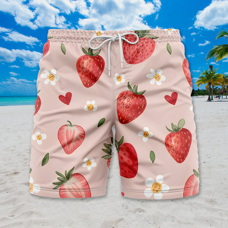 Strawberry Hawaiian Shirt - Unisex Pink Shirt with Cute Red Berries & Floral Pattern