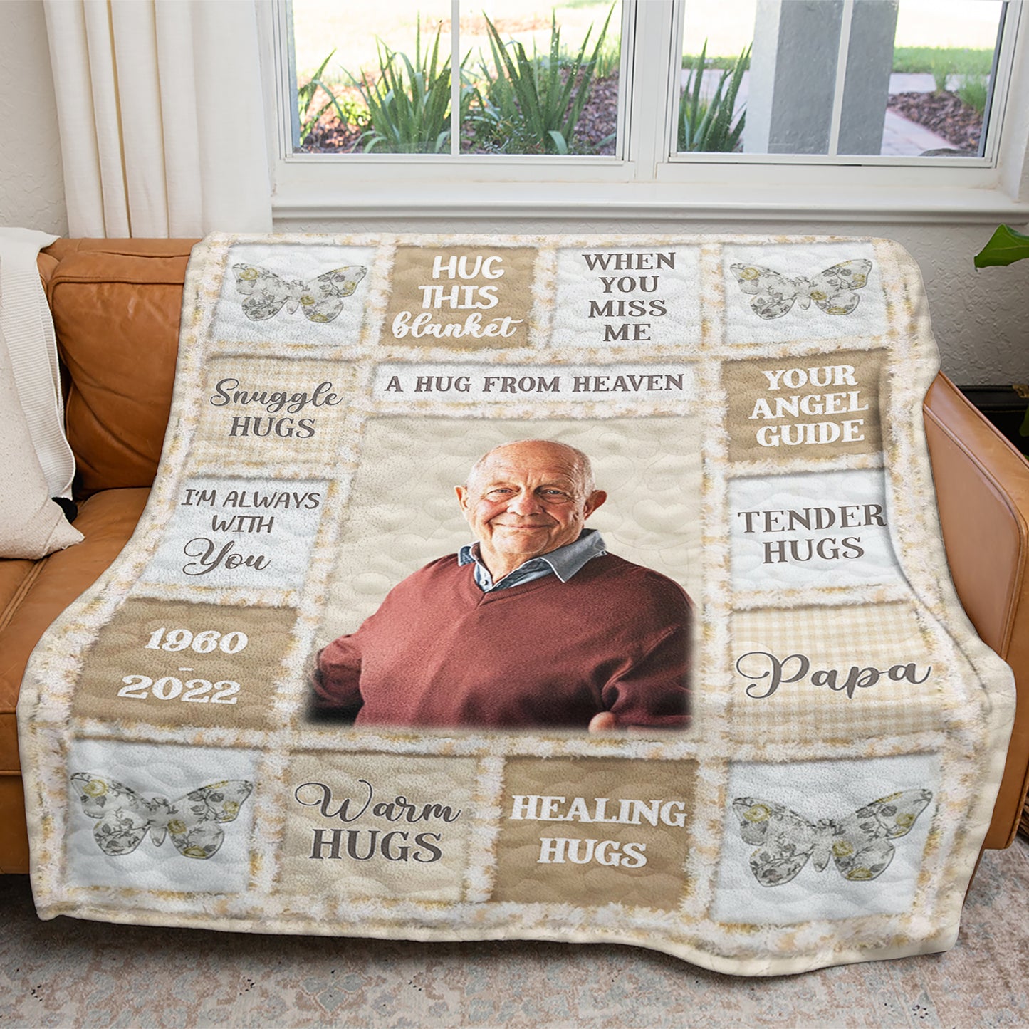 A Hug From Heaven - Memorial Personalized Custom Blanket - Sympathy Gift