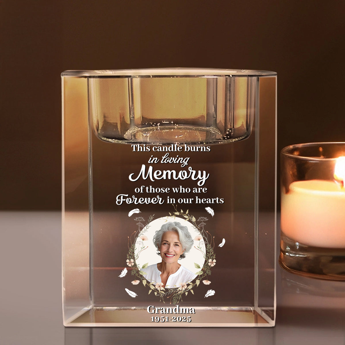 In Loving Memory - Memorial Gifts - Personalized Crystal Candle Holder