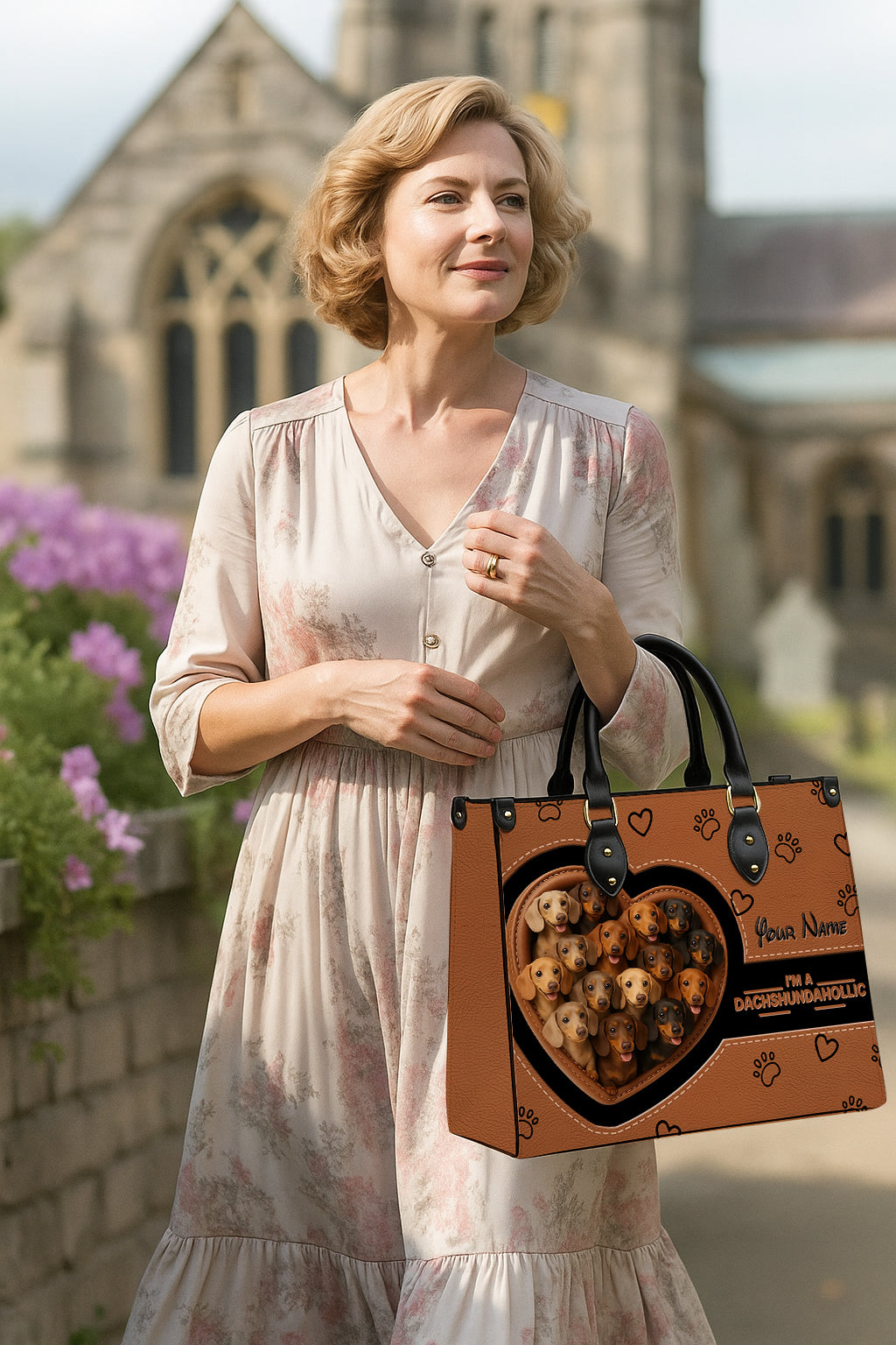 Custom Dachshund Handbag – Dachshundaholic Tote Bag with Multiple Puppies & Personal Name