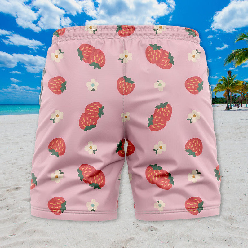 Strawberry Hawaiian Shirt - Cute Pink Unisex Shirt with Red Berries & White Flowers