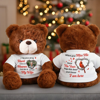 A Big Piece Of My Heart Lives In Heaven Cardinal - Memorial Personalized Teddy Bear