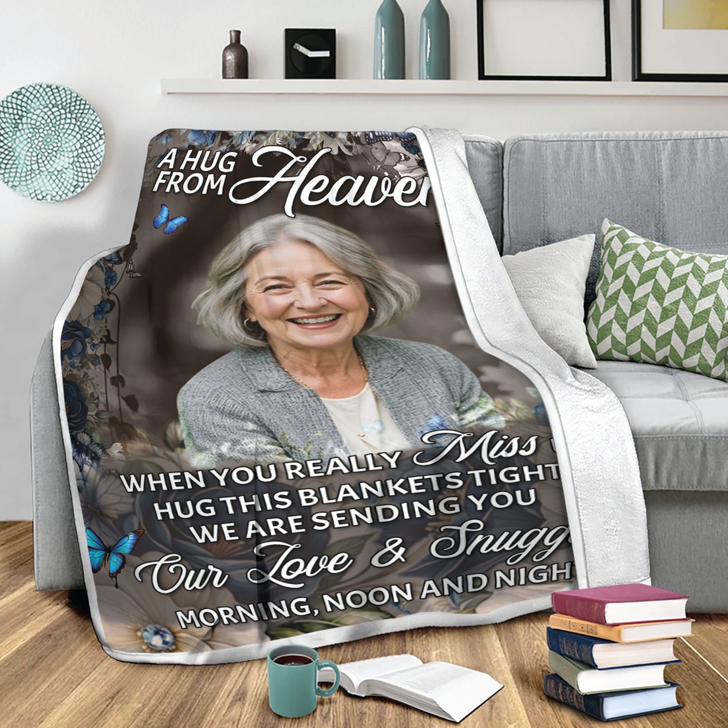 A Hug From Heaven Our Love - Memorial Personalized Custom Blanket - Sympathy Gift