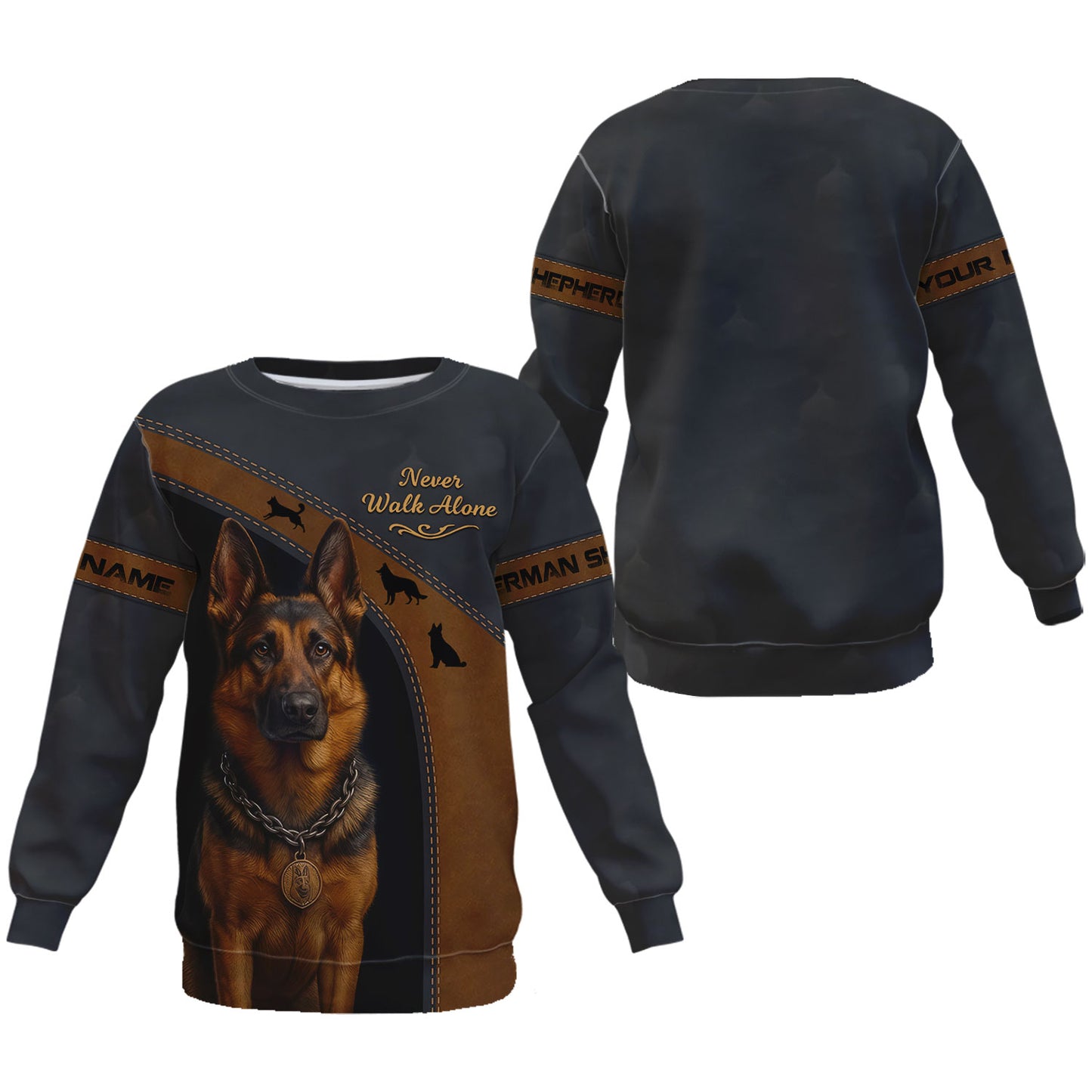 Personalized German Shepherd T Shirt, Never Walk Alone Design for Dog Lovers