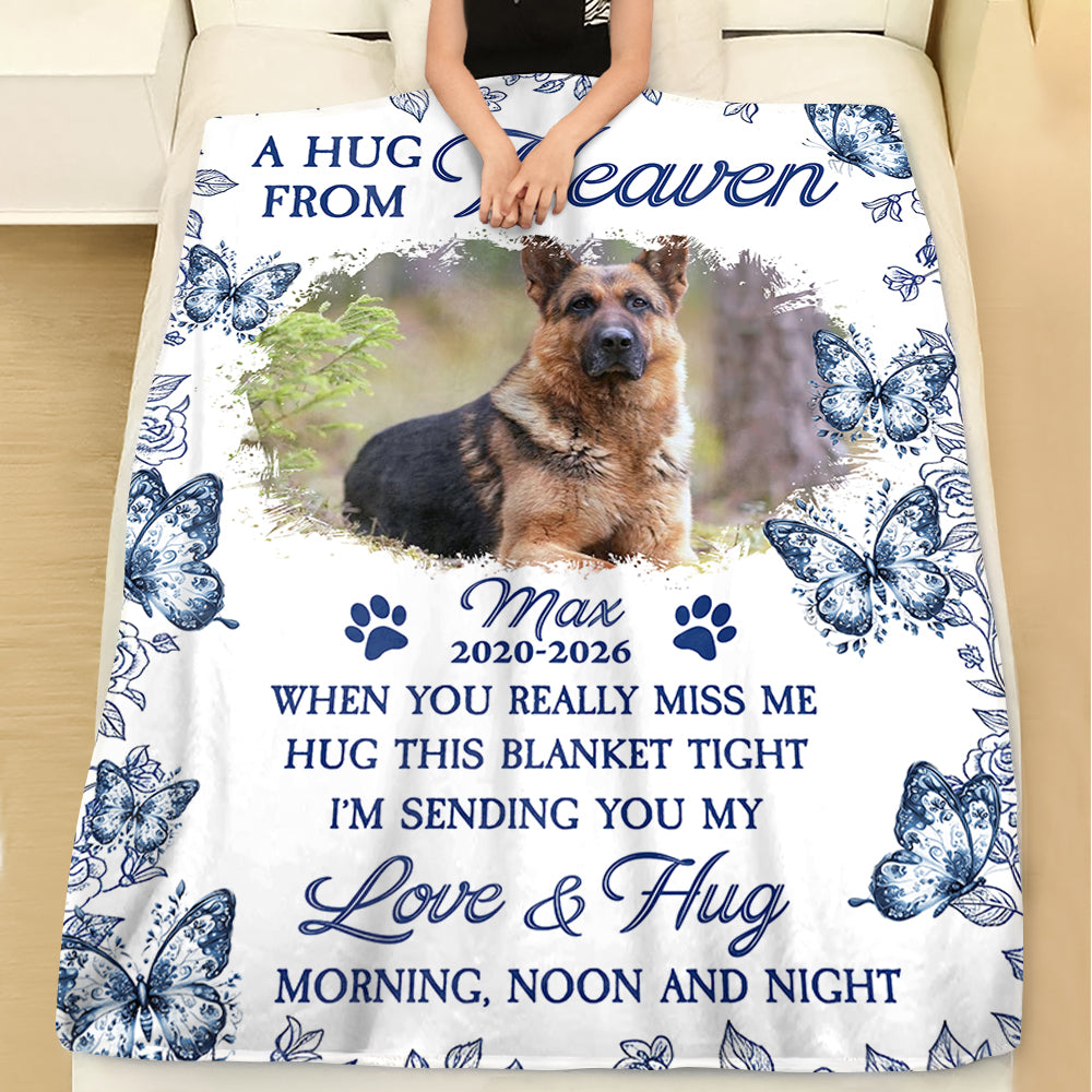 A Hug From Heaven Pet Loss - Memorial Personalized Custom Blanket - Sympathy Gift