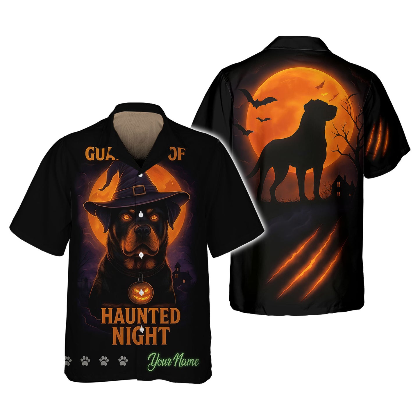 Personalized Rottweiler Halloween T-Shirt - Guardian of Haunted Night