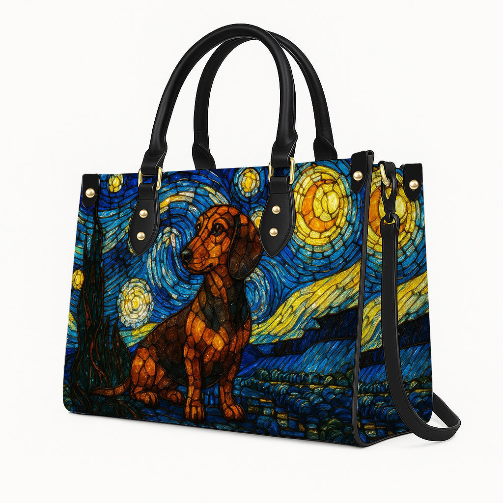 Dachshund Starry Night Handbag – Artistic Dog Mom Purse – Unique Dachshund Gift for Women - Art Style Tote Bag for Dog Lovers