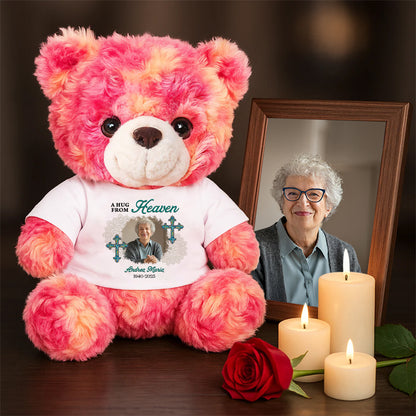 A Hug From Heaven Custom Name and Year Cross - Memorial Personalized Teddy Bear