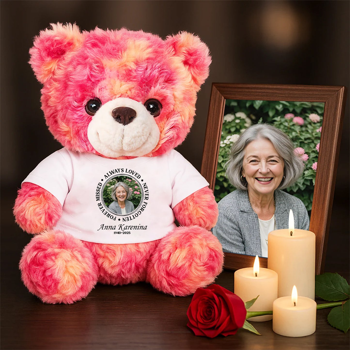 Always Loved Never Forgotten Custom Photo  - Memorial Personalized Teddy Bear