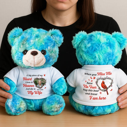 A Big Piece Of My Heart Lives In Heaven Cardinal - Memorial Personalized Teddy Bear