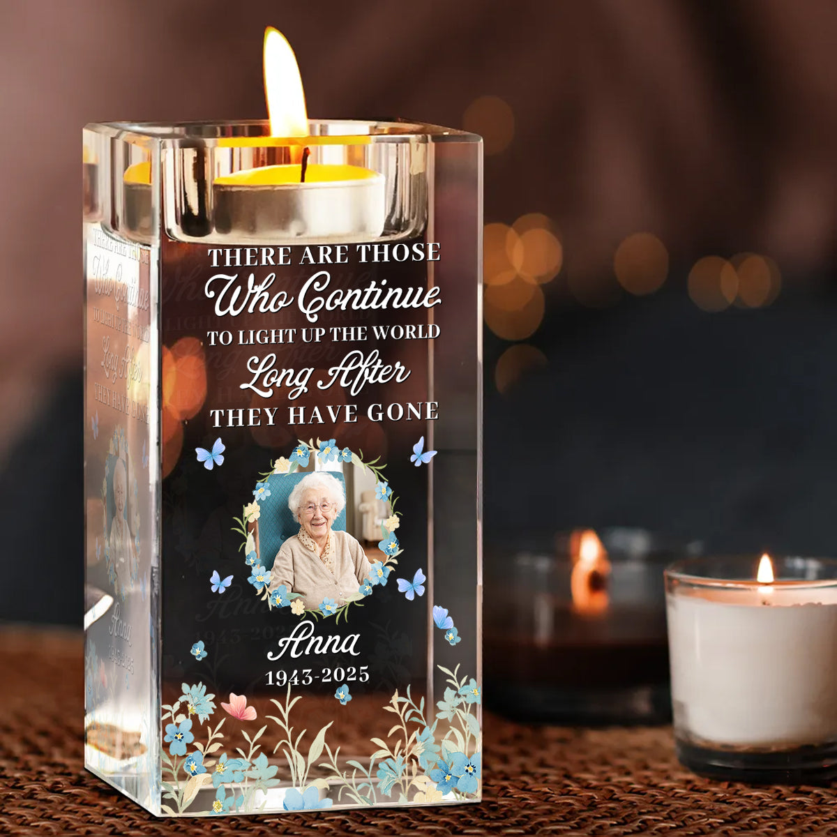 Your Light Will Always Shine - Memorial Gifts - Personalized Crystal Candle Holder