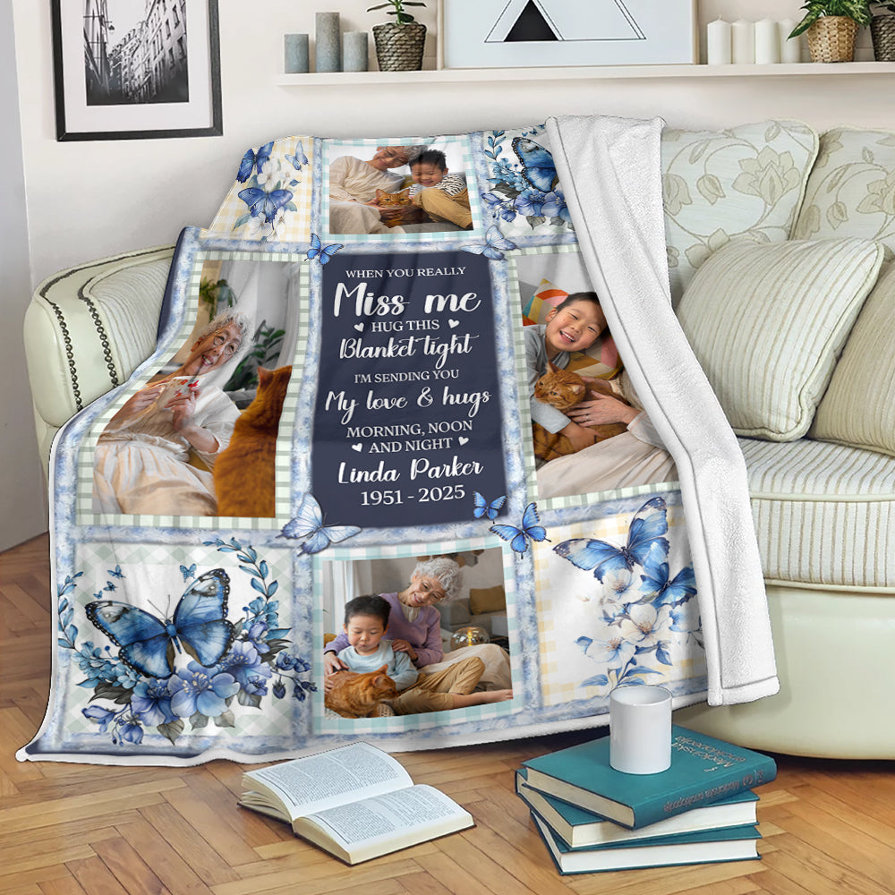 A Hug From Heaven When You Miss Me - Memorial Personalized Custom Blanket - Sympathy Gift