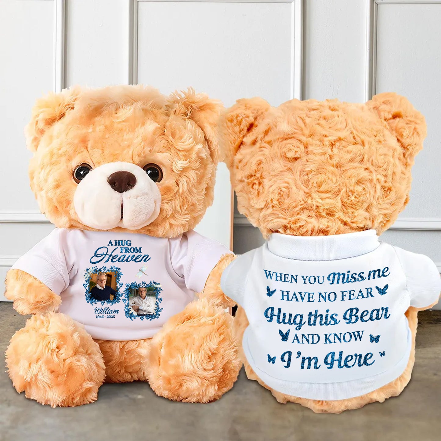 Custom Photo A Cuddle From Heaven - Memorial Personalized Teddy Bear