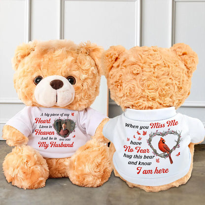 A Big Piece Of My Heart Lives In Heaven Cardinal - Memorial Personalized Teddy Bear