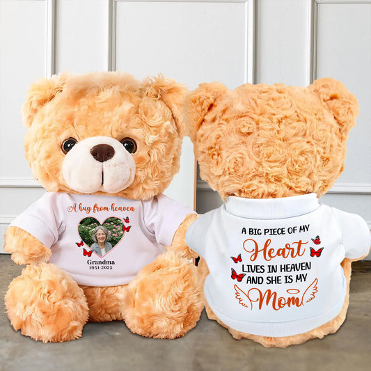 A Piece Of My Heart Is In Heaven - Memorial Personalized Teddy Bear