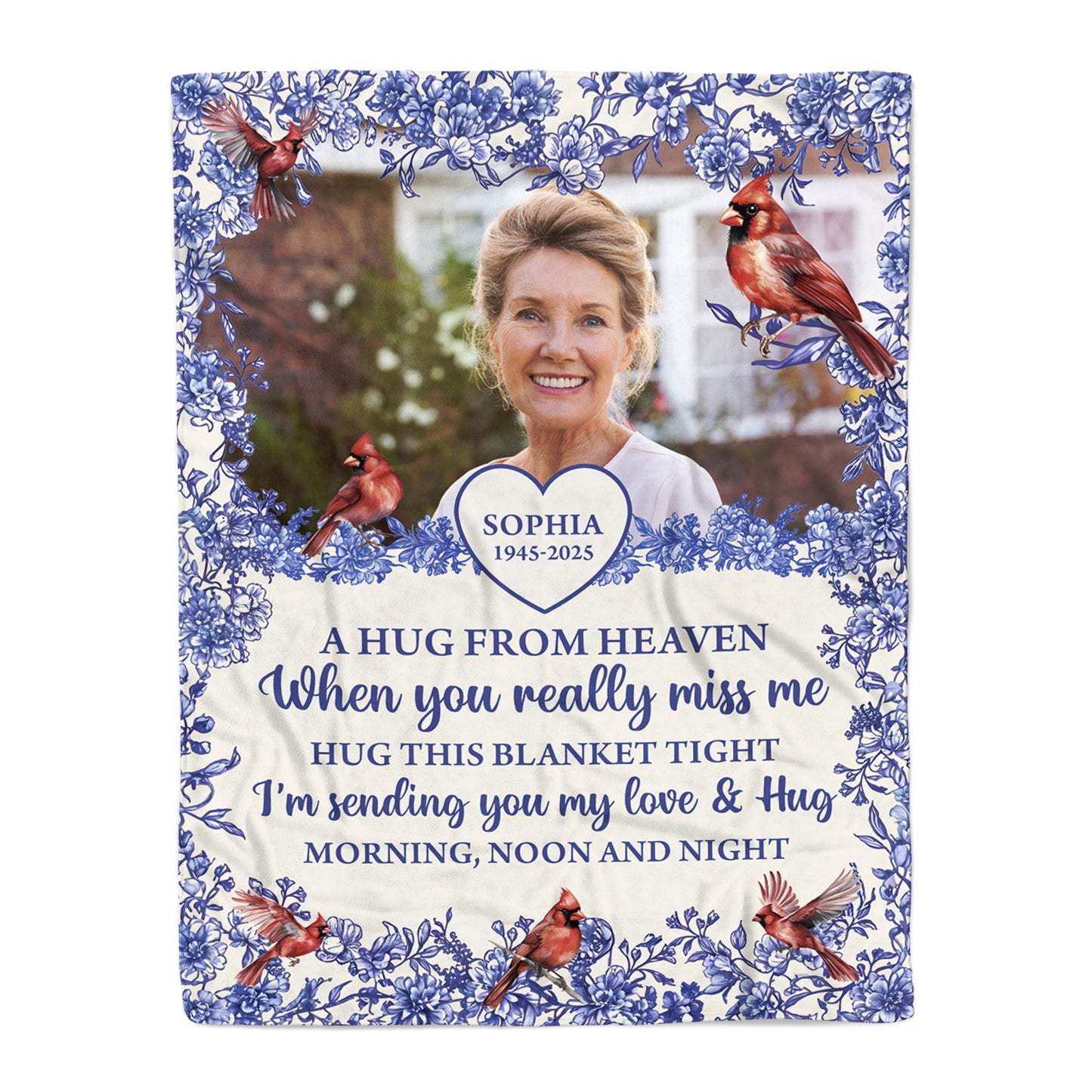 A Hug From Heaven Flowers - Memorial Personalized Custom Blanket - Sympathy Gift