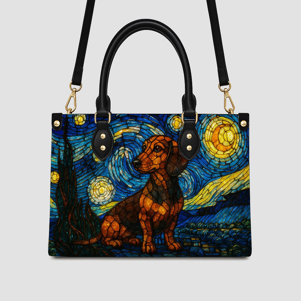 Dachshund Starry Night Handbag – Artistic Dog Mom Purse – Unique Dachshund Gift for Women - Art Style Tote Bag for Dog Lovers