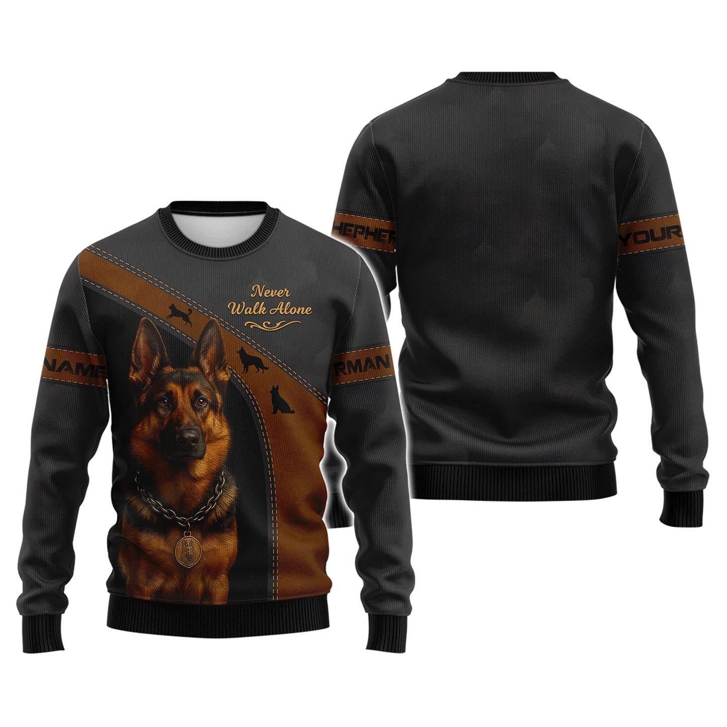 Personalized German Shepherd T Shirt, Never Walk Alone Design for Dog Lovers