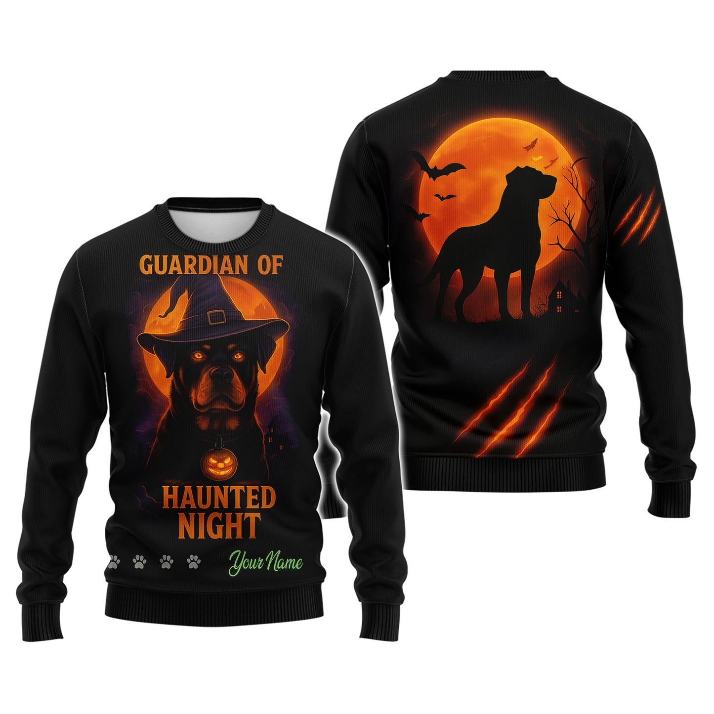 Personalized Rottweiler Halloween T-Shirt - Guardian of Haunted Night