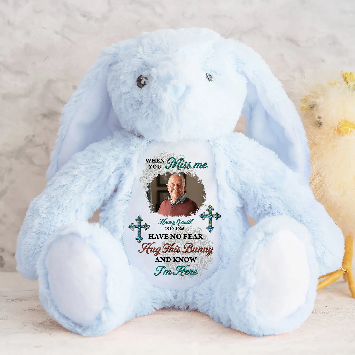 A Hug From Heaven Cross Memorial - Plush Stuffed Bunny Rabbit for Christmas