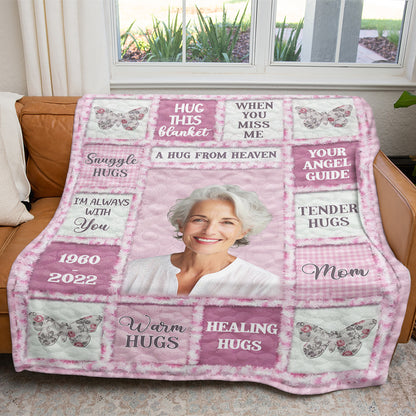 A Hug From Heaven - Memorial Personalized Custom Blanket - Sympathy Gift
