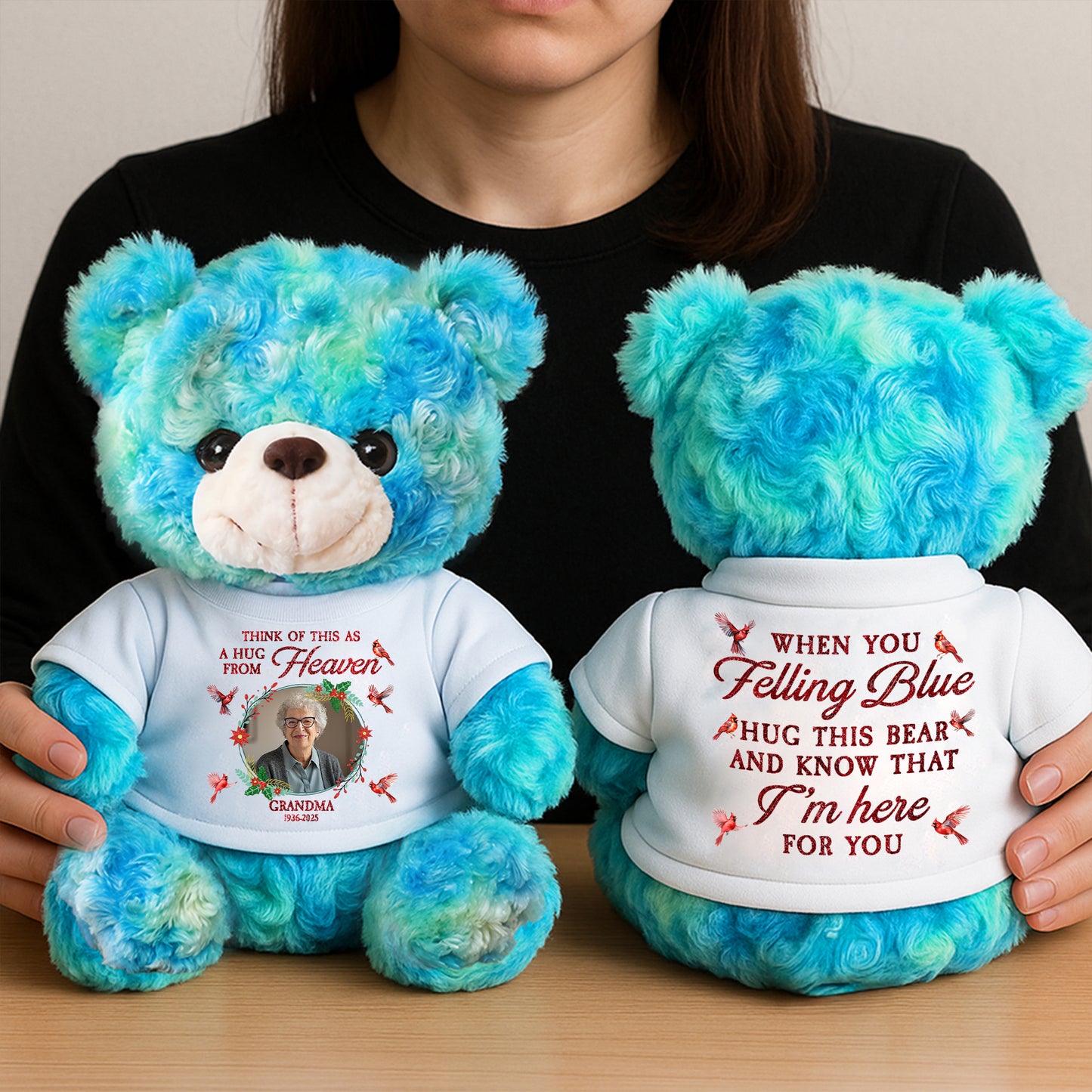 When You Feeling Blue Custom Photo - Memorial Personalized Teddy Bear
